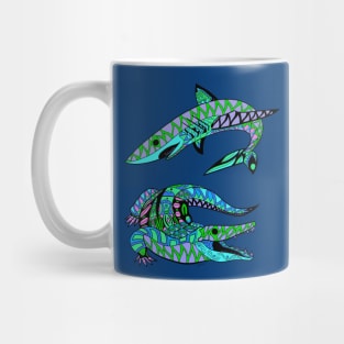 the kings of the swamp the shark and the alligator ecopop arts Mug